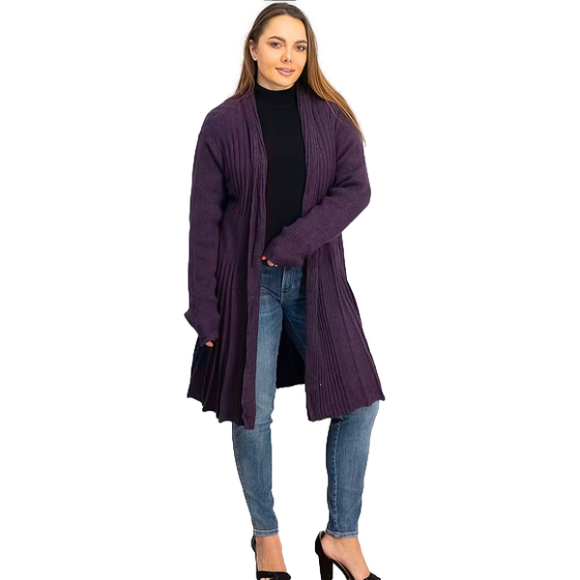 Magnolia Grace Sweaters - Magnolia Grace Open Front Knit Long Cardigan Sweater Purple Size Medium